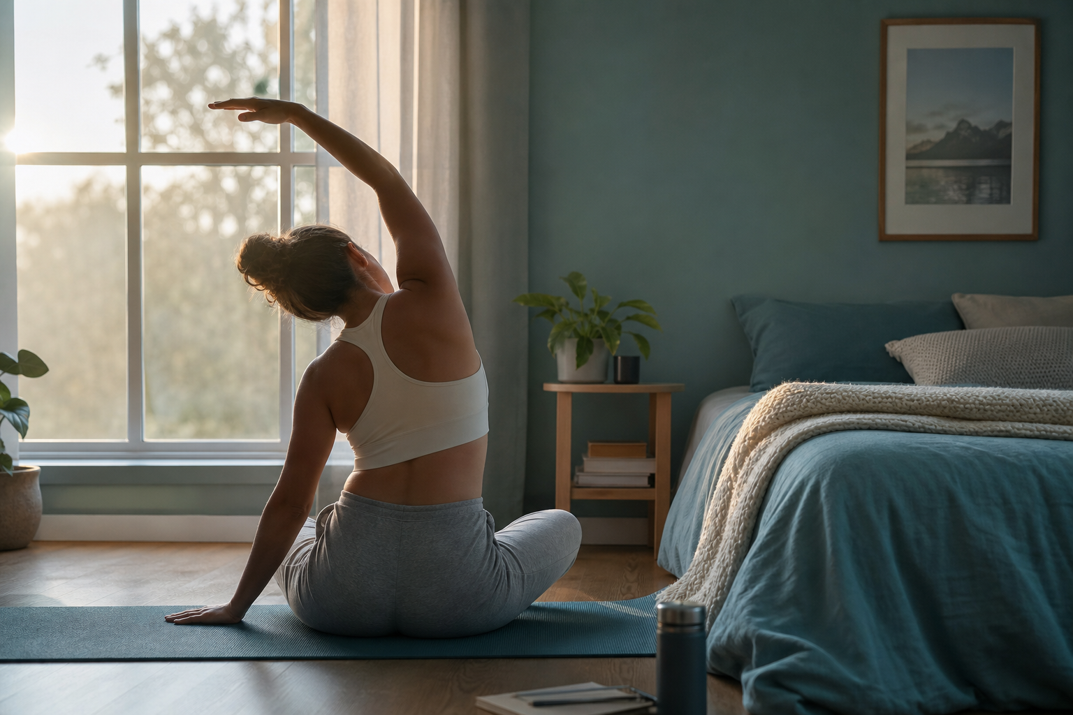 Greenwrmotionar client practising a morning mini habit routine